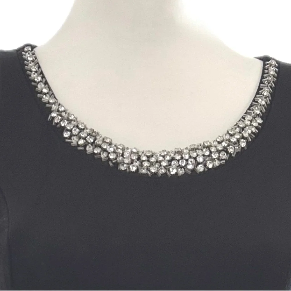 Monteau Embellished Neckline Cocktail Sheath Black Womens Dress S - Picture 4 of 6